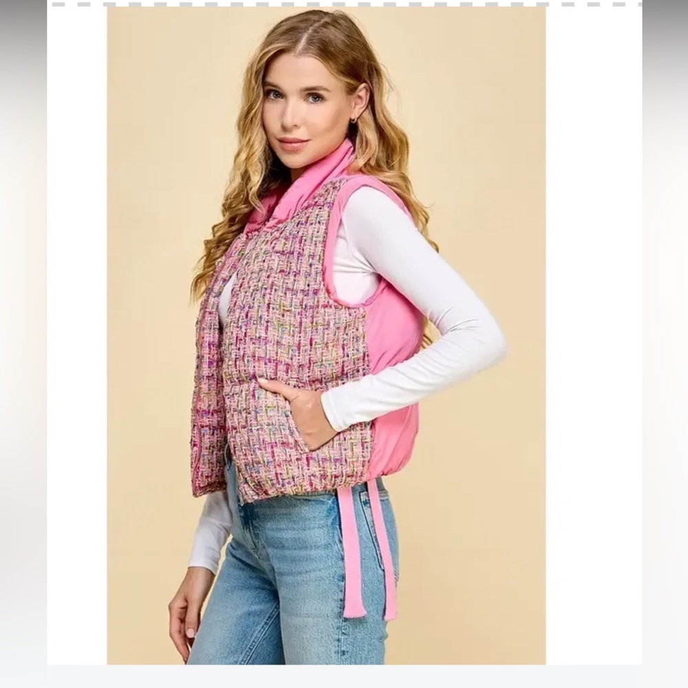 Barbie Pink Tweed Puffer - Picture 5 of 5